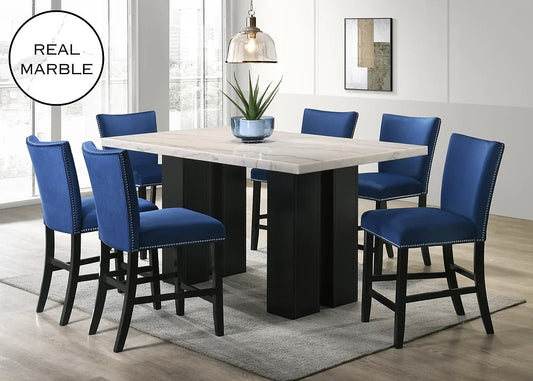 Valentino 7pc Blue Counter Height Dining Room Set