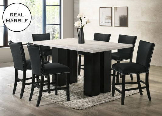 Valentino 7pc Black Counter Height Dining Room Set