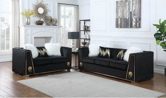 Kenneth Black Velvet Living Room Set