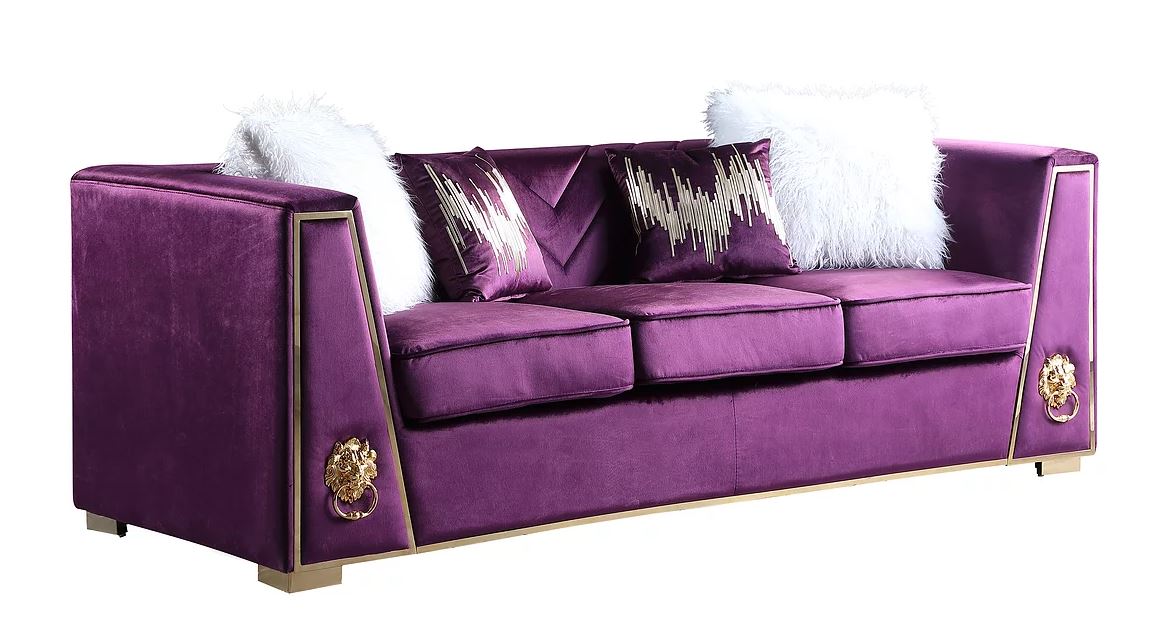 Kenneth Purple Velvet Living Room Set