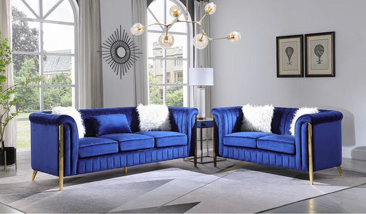 Francis Blue Velvet Living Room Set