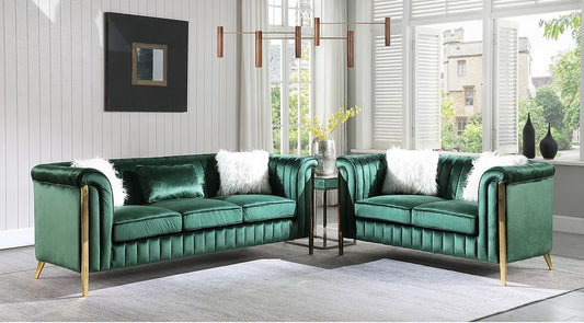 Francis Green Velvet Living Room Set