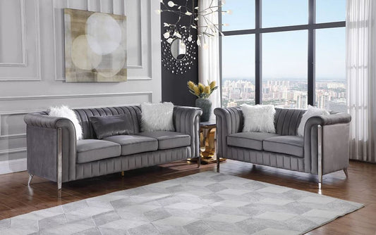 Francis Grey Velvet Living Room Set