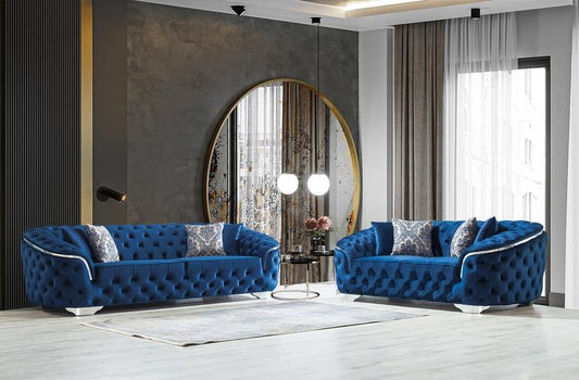 Olivia Blue Velvet Living Room Set