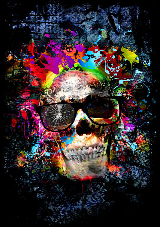 Color me Skull Tempered Glass Picture Frame