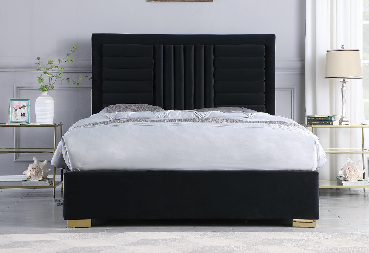 Anita Velvet Platform Bed (Multiple colors available)