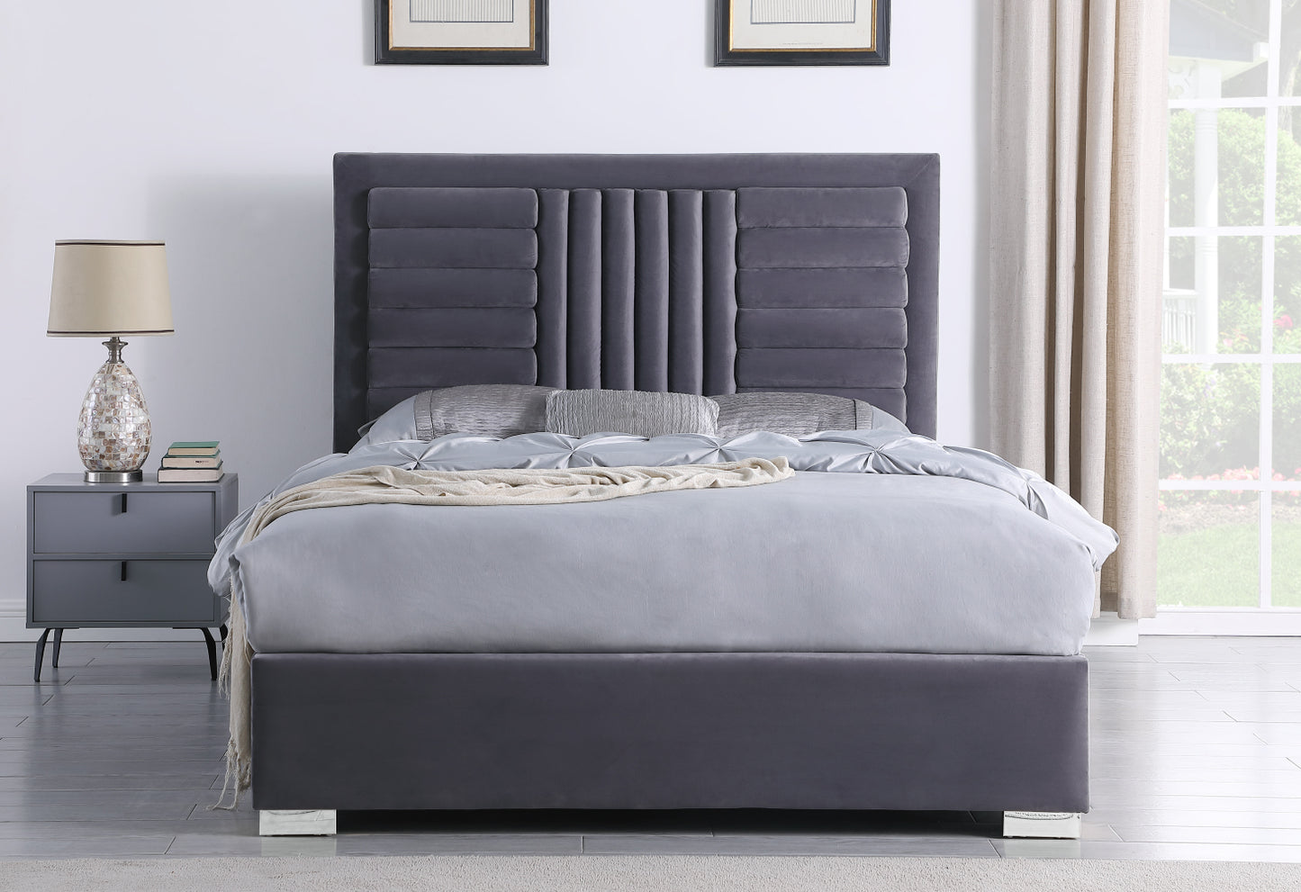 Anita Velvet Platform Bed (Multiple colors available)