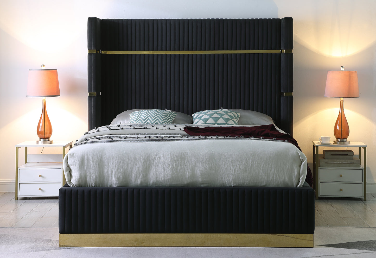 Aspen Velvet Platform Bed (Multiple colors available)