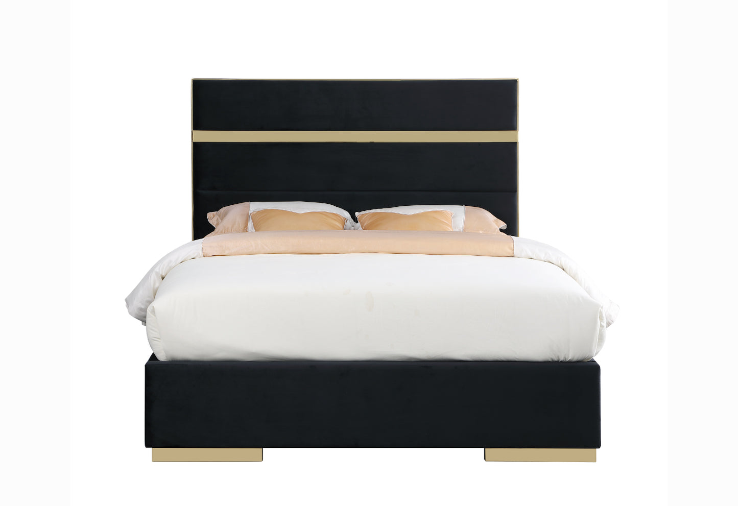 Cartier Velvet Platform Bed With Golden Base