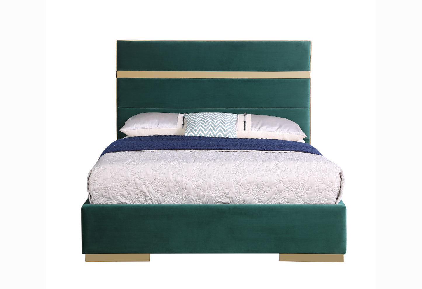 Cartier Velvet Platform Bed With Golden Base