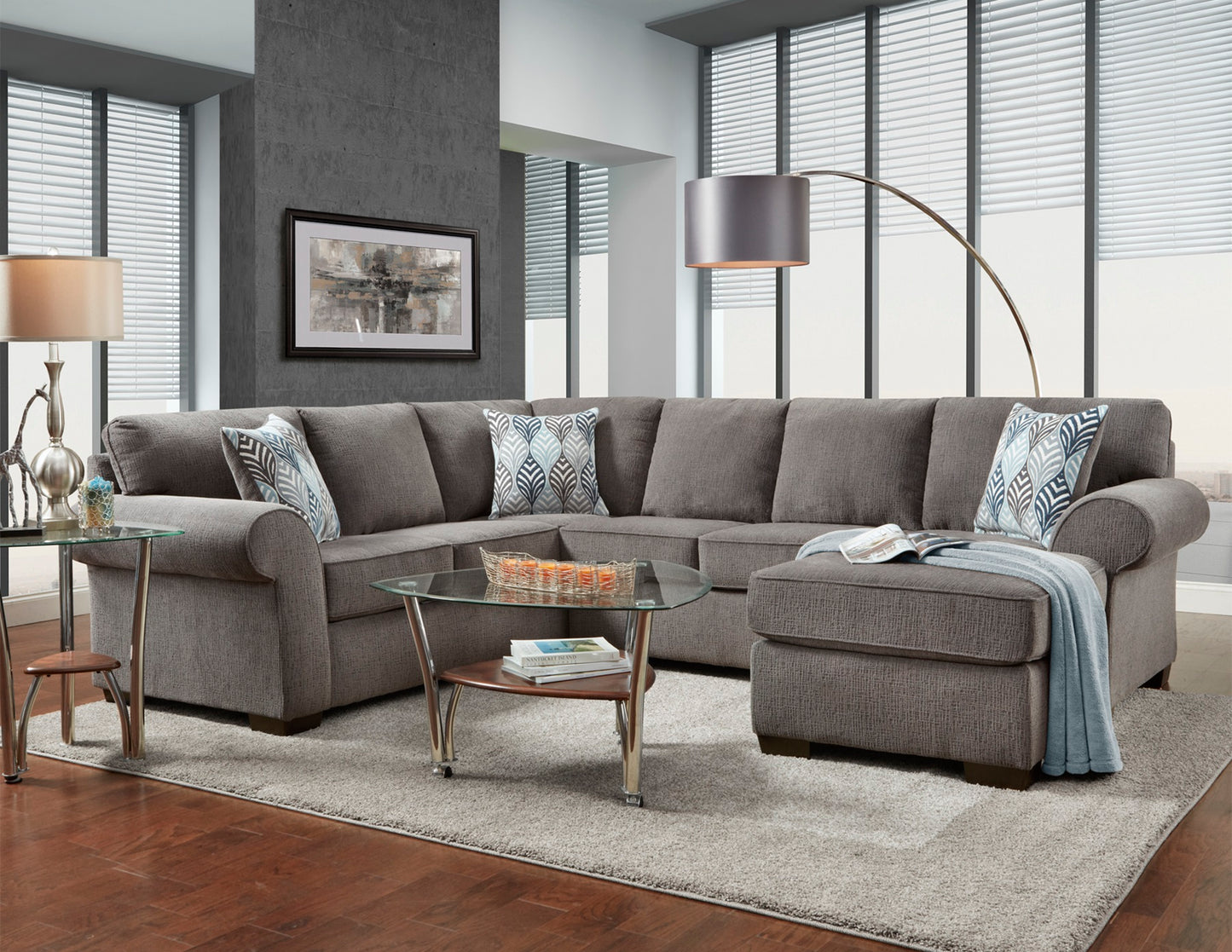 Charisma Smoke Sectional Sofa (Grey)