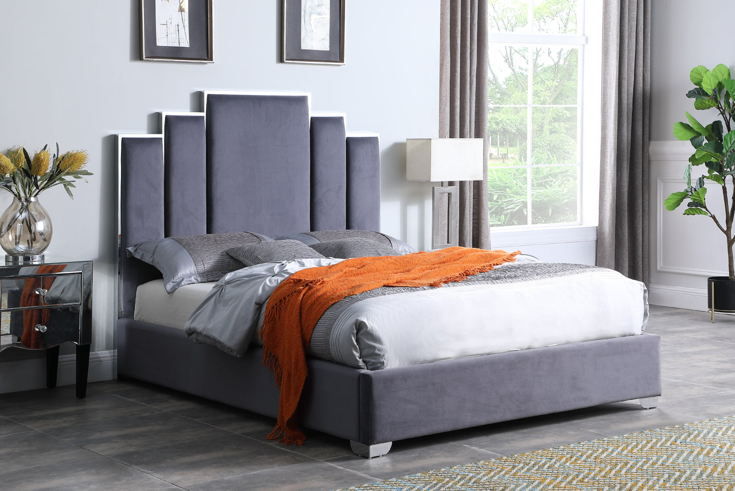 Coco 60"H Velvet Platform Bed