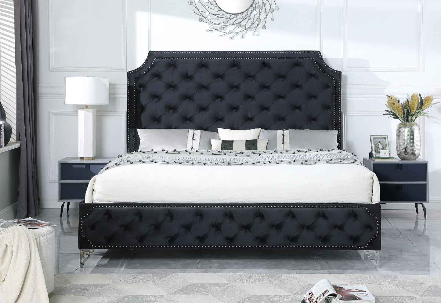 Leilah Velvet Platform Bed