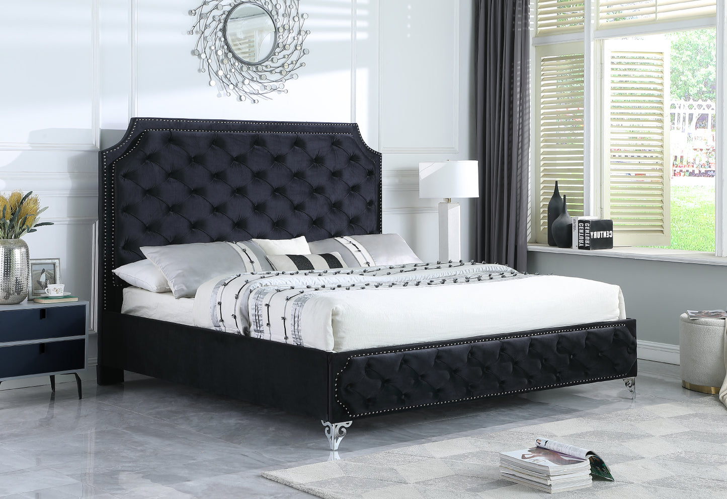 Leilah Velvet Platform Bed