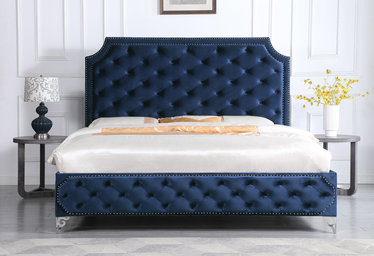 Leilah Velvet Platform Bed