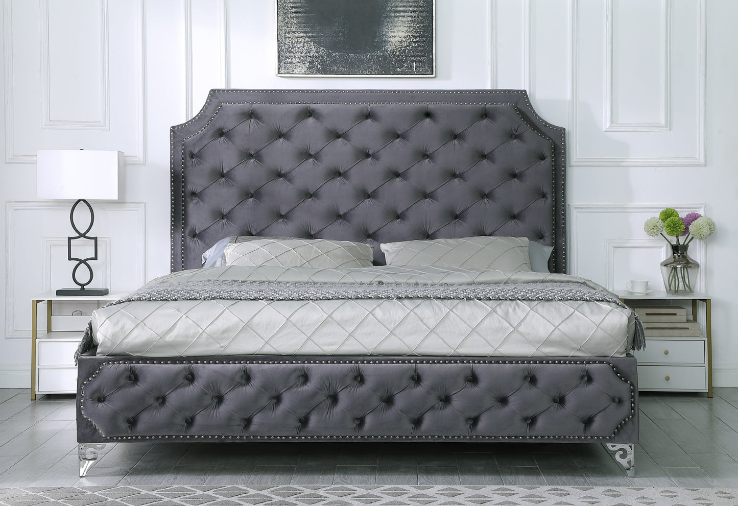 Leilah Velvet Platform Bed