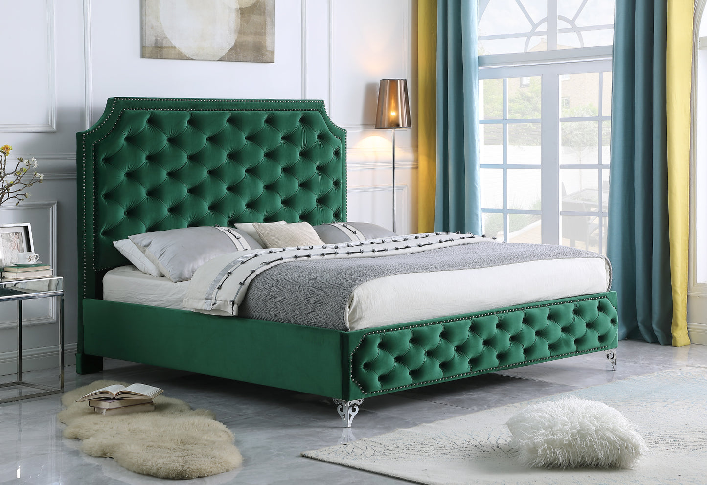 Leilah Velvet Platform Bed