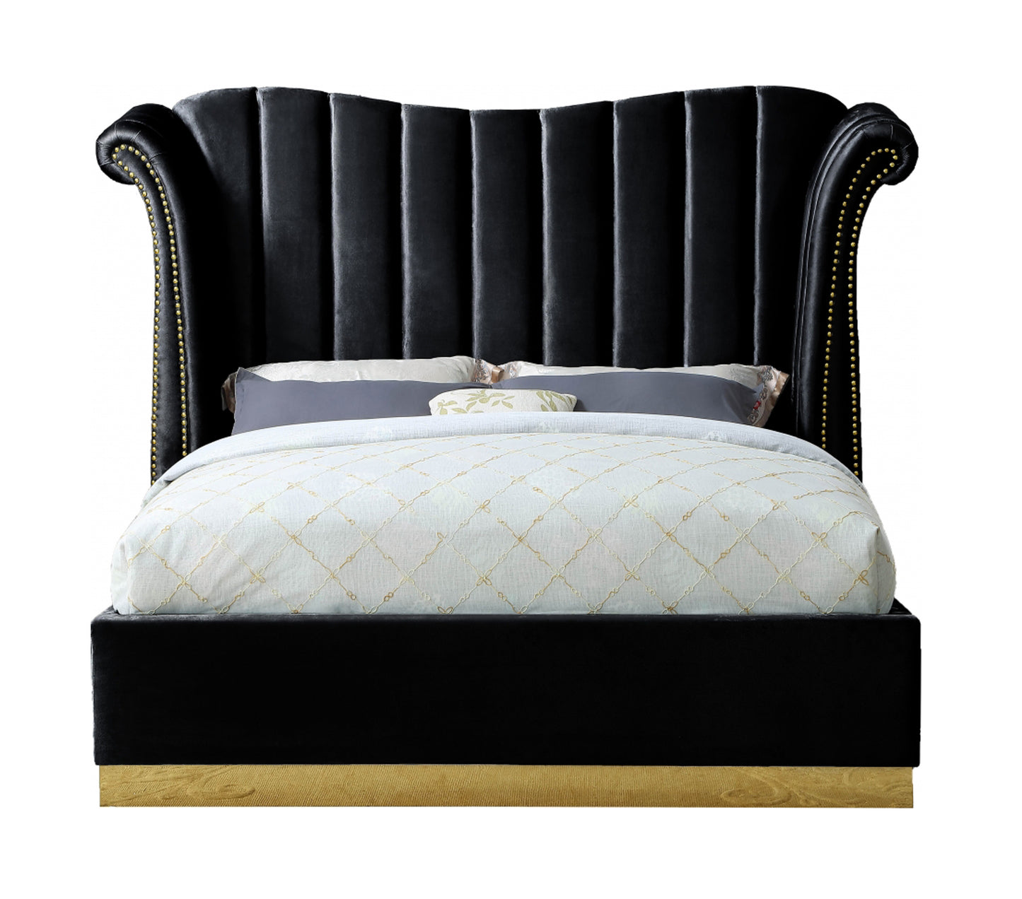 Luna 66"H Velvet Platform Bed