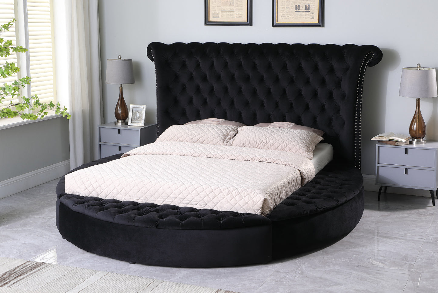 Lux Velvet Platform Storage Bed