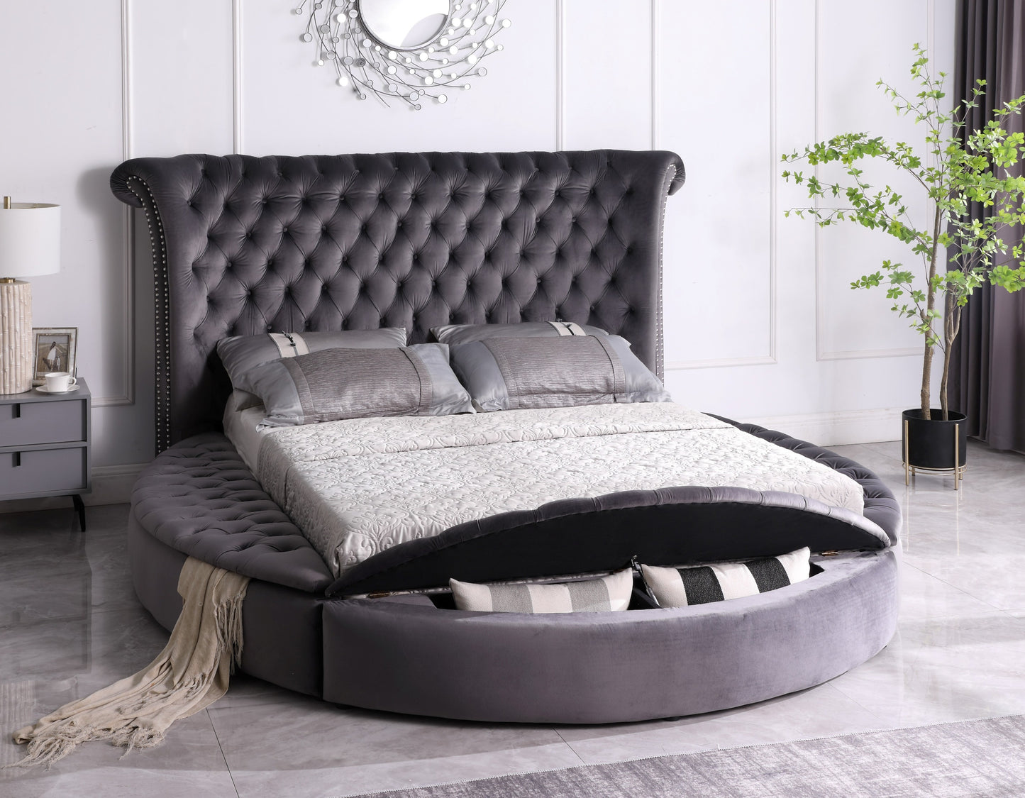 Lux Velvet Platform Storage Bed