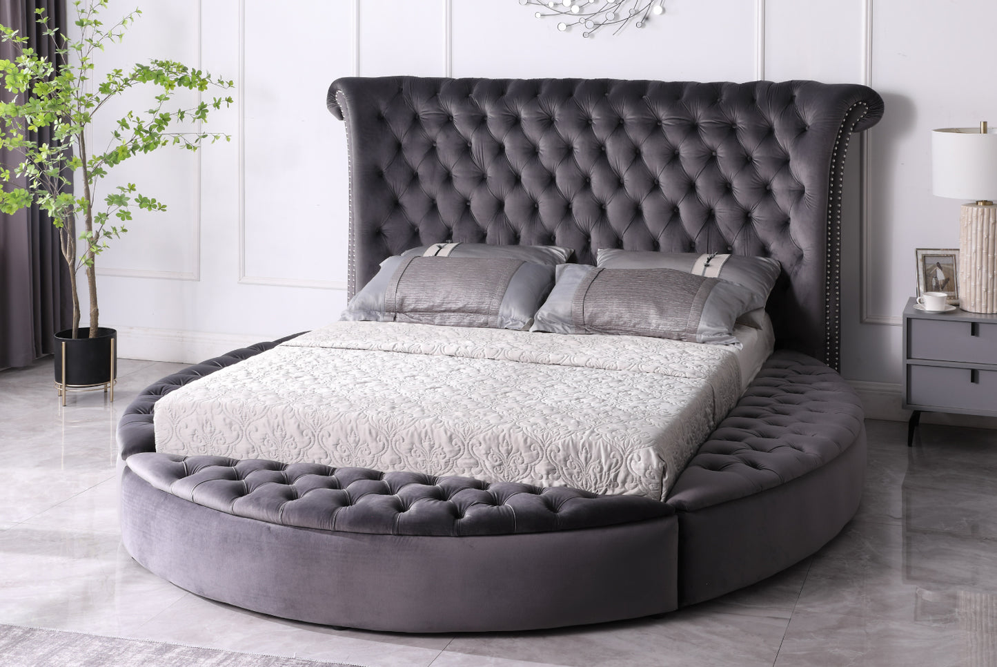 Lux Velvet Platform Storage Bed