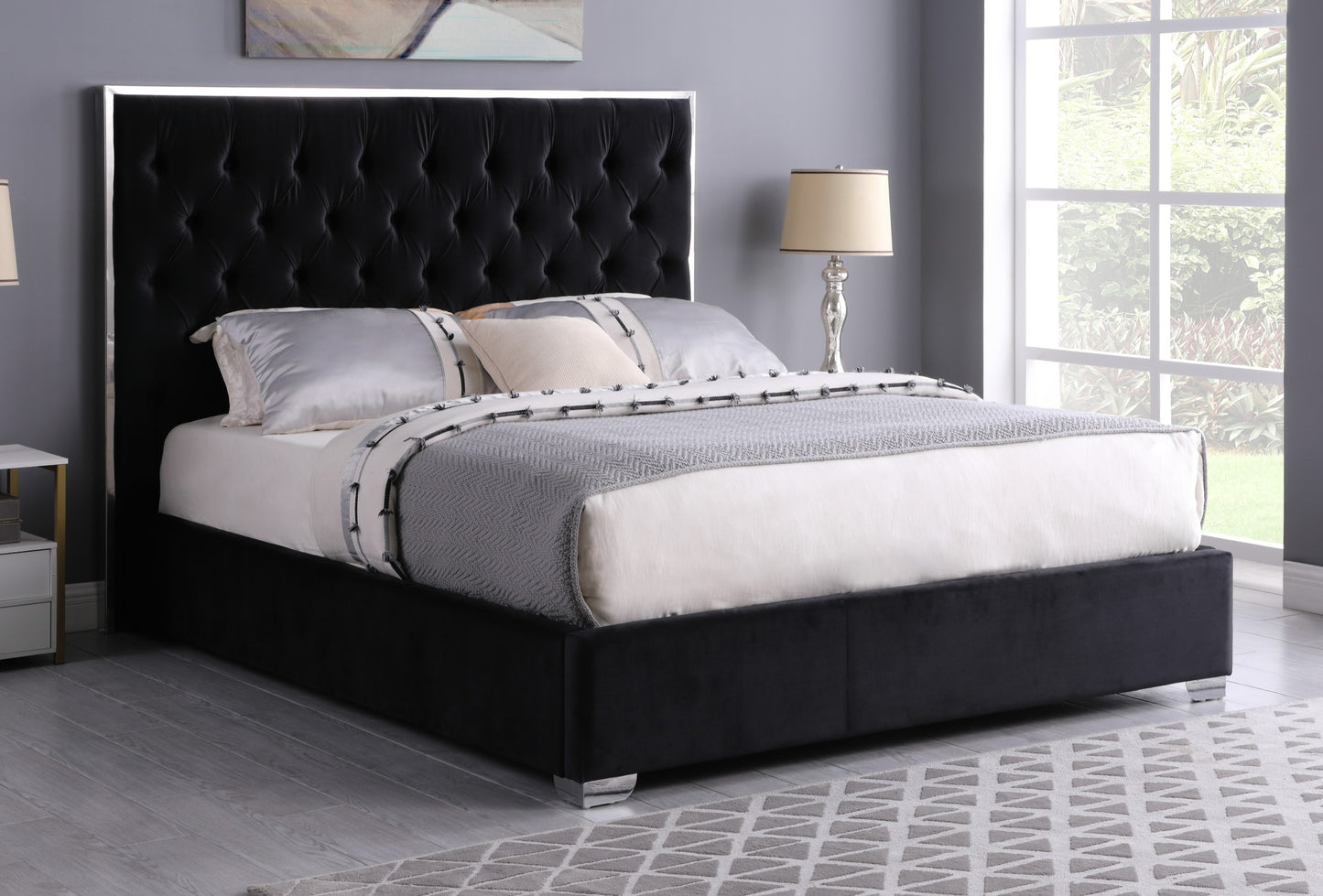 Rose 55"H Velvet Platform Bed